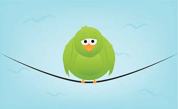 Vector illustration of Fat bird cartoon