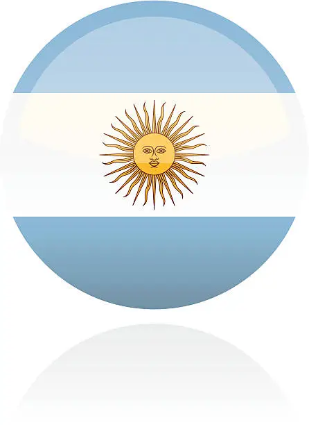 Vector illustration of Argentina, South American Flag Button