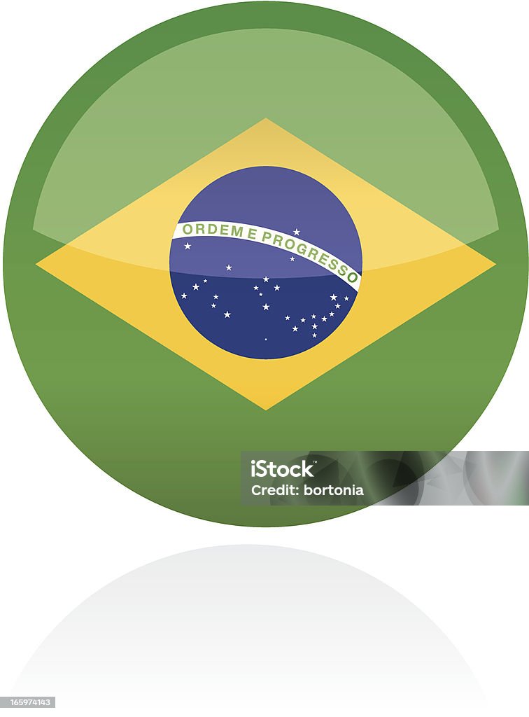 Brasil, américa do sul, botão de bandeira - Vetor de Bandeira royalty-free