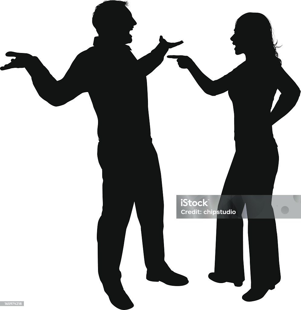 Couple de combat - clipart vectoriel de Silhouette - Contre-jour libre de droits