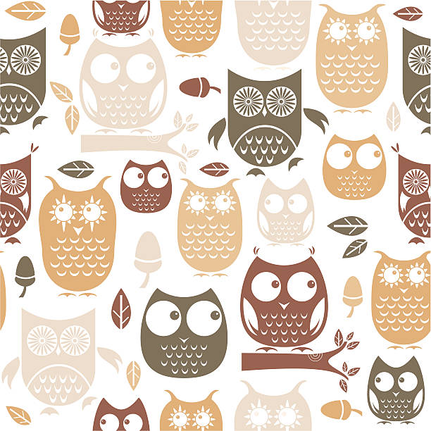 sowa powtórz wzór - pattern wood backgrounds repetition stock illustrations