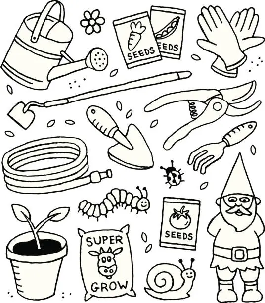 Vector illustration of Gardening Doodles