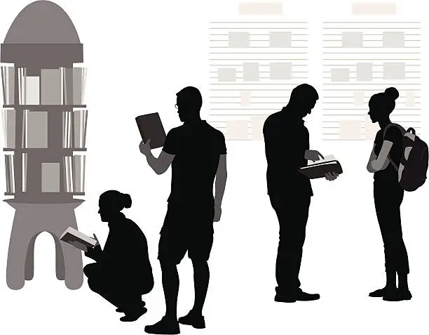 Vector illustration of Readers Vector Silhouette