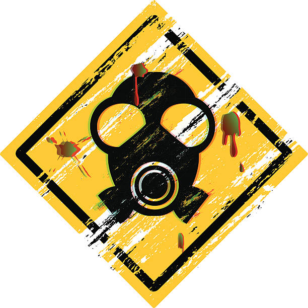 grunge-schild/radioaktivität - toxic waste biochemical warfare biohazard symbol dirty stock-grafiken, -clipart, -cartoons und -symbole