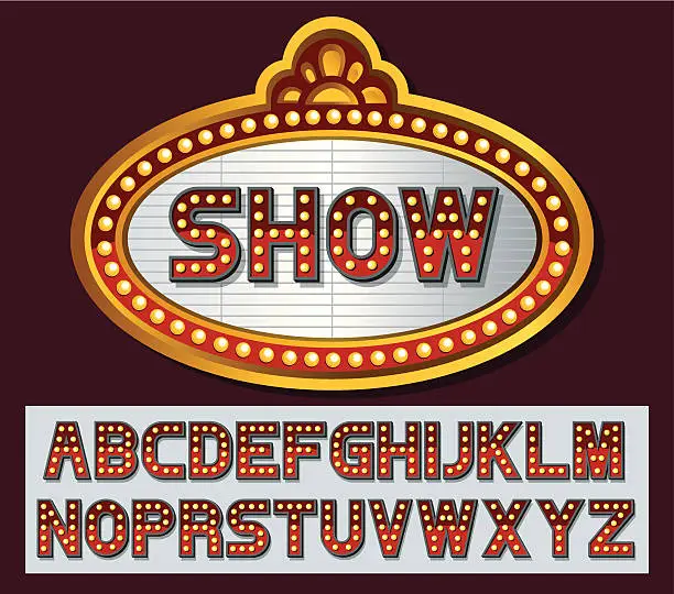 Vector illustration of Theater marquee font series