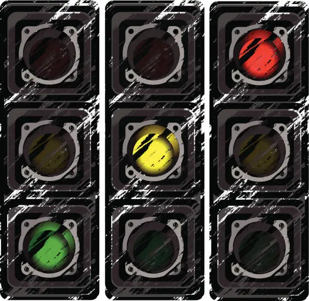 Vector illustration of Traffic Light | Grunge Set