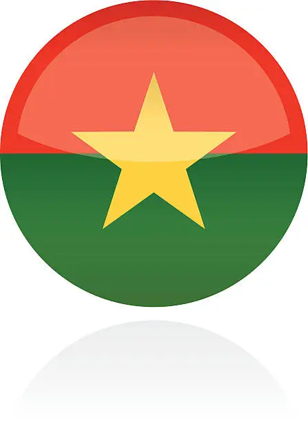 Vector illustration of Burkina Faso, Africa Flag Button