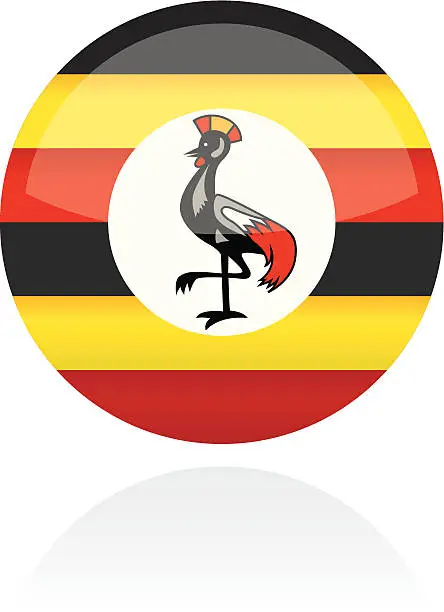 Vector illustration of Uganda, Africa Flag Button