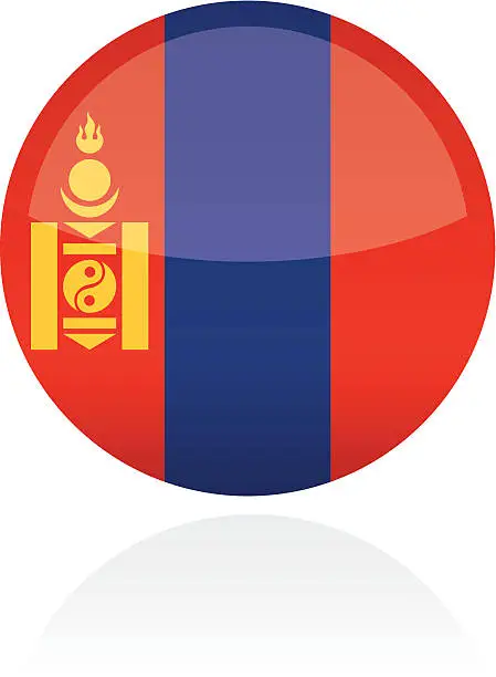 Vector illustration of Mongolia, Asia Flag Button