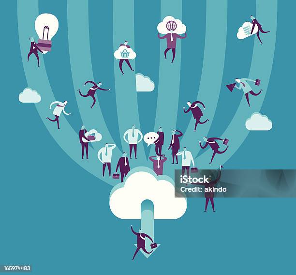 Cloud Computing Stock Illustration - Download Image Now - Cloud Computing, Fun, Running