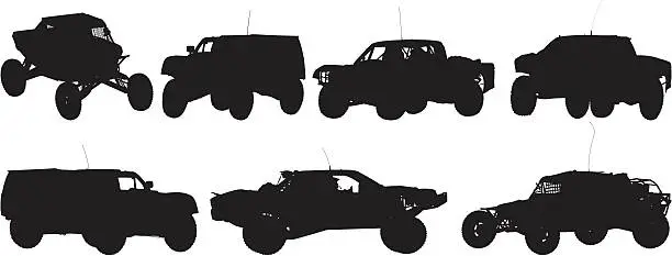 Vector illustration of Multiple images of dirt cars