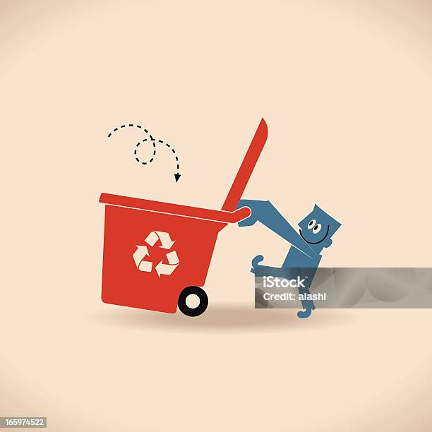 Homem Com Caixote De Reciclagem - Arte vetorial de stock e mais imagens de Lixo Industrial - Lixo Industrial, Balde de Lixo, Lixo