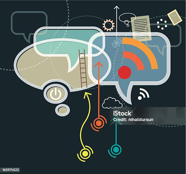 Ilustración de La Comunidad Social Con Expresión De Pensamiento y más Vectores Libres de Derechos de Alimentar - Alimentar, Comunidad, Medios de comunicación