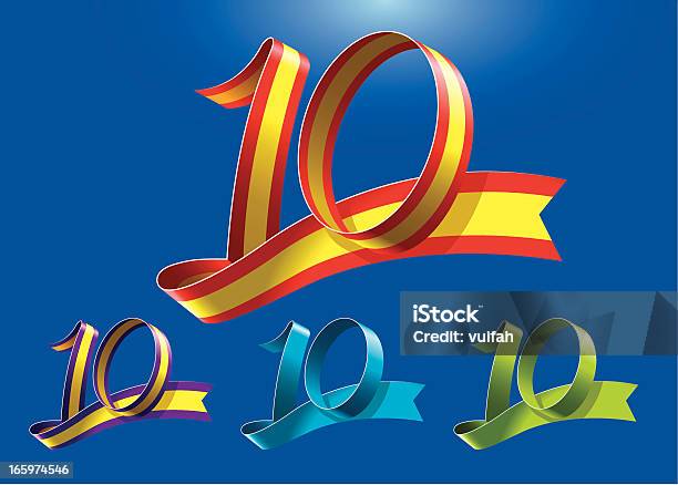 10 Th Anniversary Ribbonart — стоковая векторная графика и другие изображения на тему Логотип - Логотип, Годовщина, Число 10