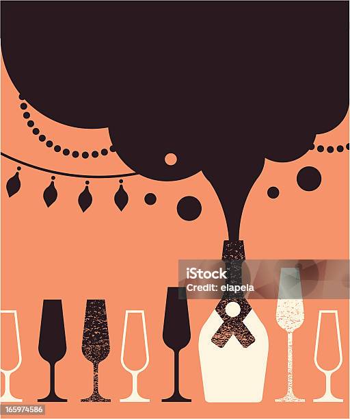 Композиция С Шампанское И Очки — стоковая векторная графика и другие изображения на тему Тост - Тост, Шампанское, Бокал для шампанского