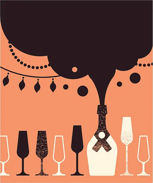 Vector illustration of Composition with champaign and glasses.