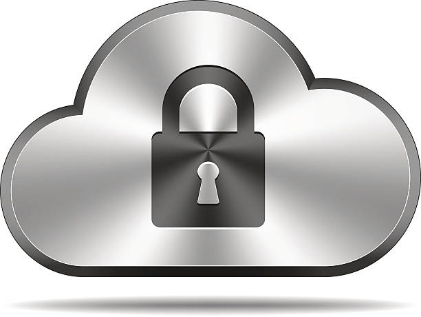 Secure cloud icon (padlock) vector art illustration