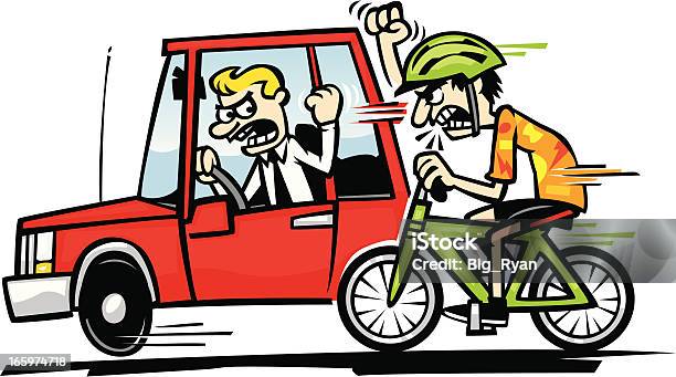 Driver Vs Cyclist Stock Illustration - Download Image Now - Road Rage, Cycling, Driver - Occupation