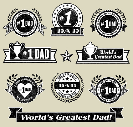 World Greatest #1 Dad black & white icon badge set