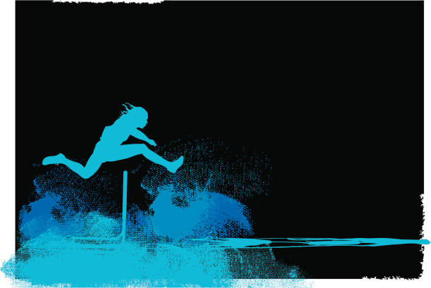 Sprint Track Event - Hurdler Background, Male Graphic silhouette background illustration of a male hurdler (sprinter). Check out my “Fitness, Exercise & Running” light box for more. hurdling track event stock illustrations