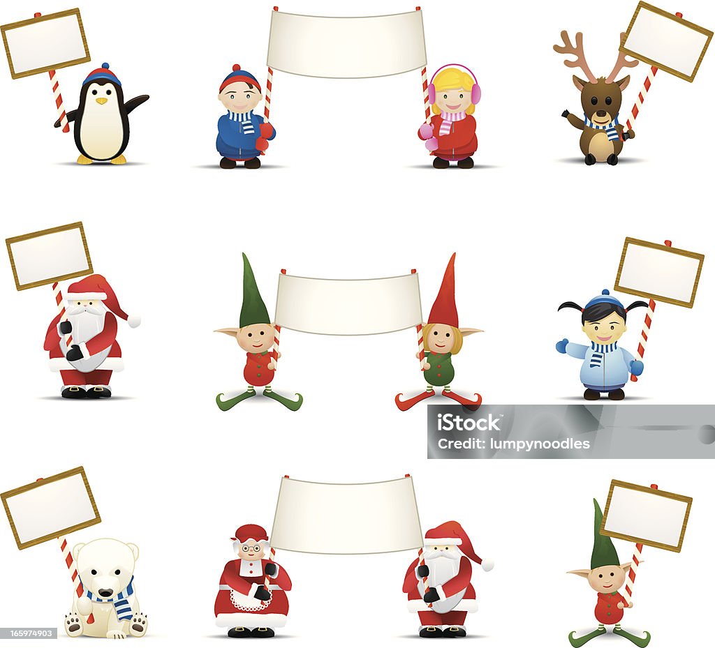 Holiday Characters with Signs http://www.cumulocreative.com/istock/File Types.jpg Elf stock vector