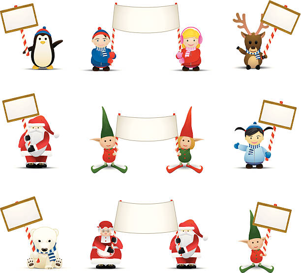 Holiday Characters with Signs http://www.cumulocreative.com/istock/File Types.jpg mrs claus stock illustrations