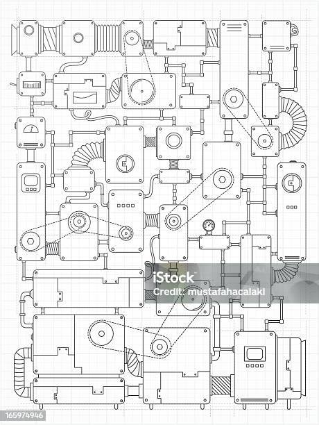 Incredible Machine Project Stock Illustration - Download Image Now - Machinery, Pipe - Tube, Complexity