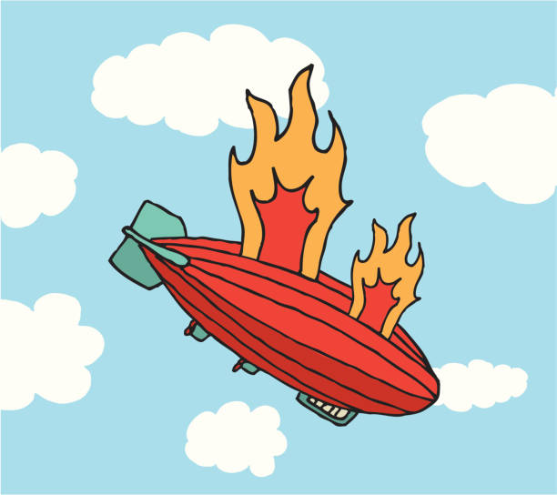 zeppelin na ogień spadające - hindenburg stock illustrations