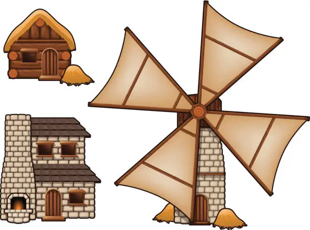 Vector illustration of Medival housing