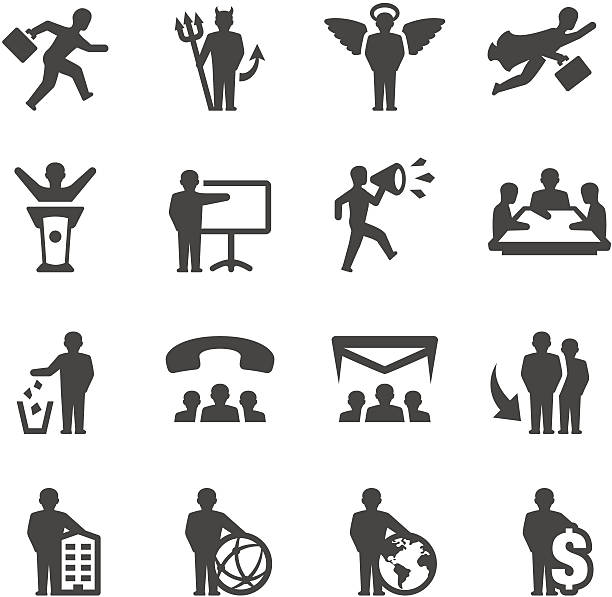 ilustraciones, imágenes clip art, dibujos animados e iconos de stock de mobico iconos-relación de negocios - symbol financial occupation seminar computer icon