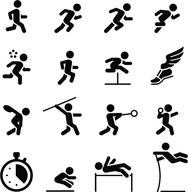 illustrations, cliparts, dessins animés et icônes de athlétisme série d'icônes-noir - athlète athlétisme