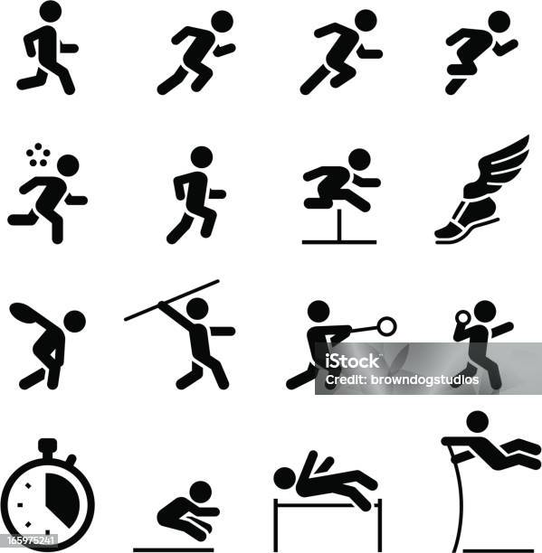 Track And Field Icons Black Series Stock Illustration - Download Image Now - Icon Symbol, Track And Field, Running