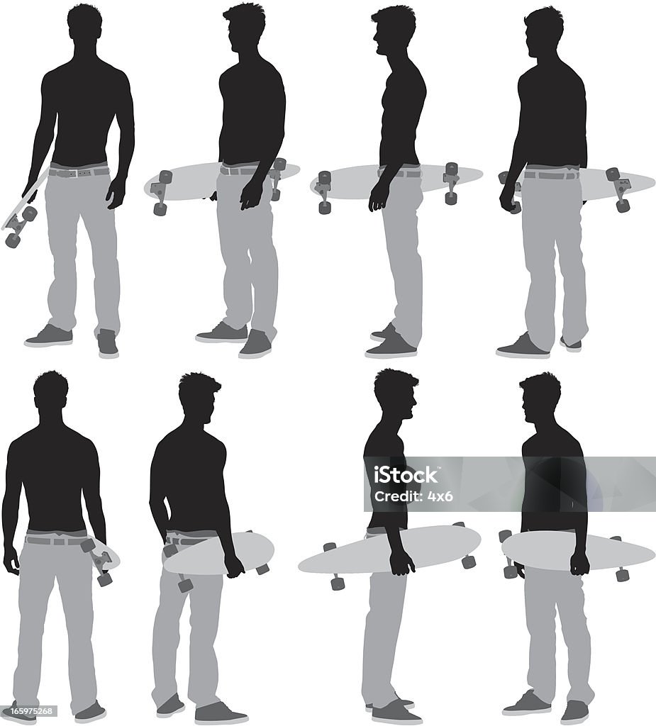 Multiple images of a man with long board Multiple images of a man with long boardhttp://www.twodozendesign.info/i/1.png Adult stock vector