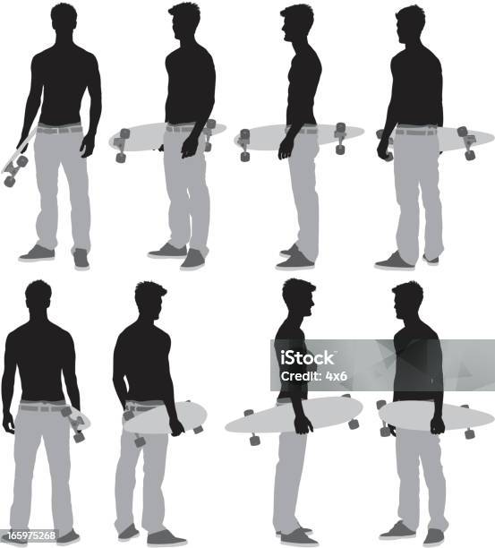 Multiple Images Of A Man With Long Board Stock Illustration - Download Image Now - Adult, Adults Only, Carrying