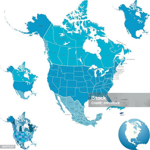 North America向量圖形及更多地圖圖片 - 地圖, 北美, 美國