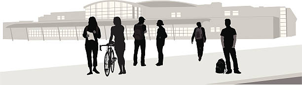 almamater - focus on shadow women bicycle outdoors stock-grafiken, -clipart, -cartoons und -symbole