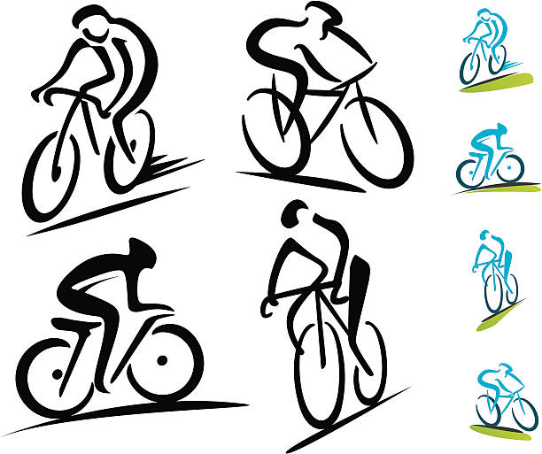 Set of 4 abstract cycling icons vector art illustration