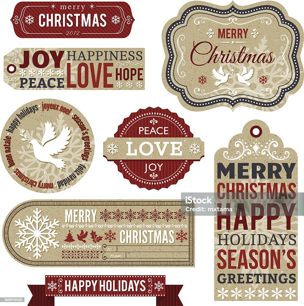 Weihnachten Aufkleber und Tags-Geschenk - Lizenzfrei Weihnachten Vektorgrafik
