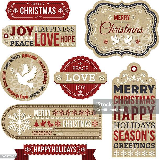 Weihnachten Aufkleber Und Tagsgeschenk Stock Vektor Art und mehr Bilder von Weihnachten - Weihnachten, Etikett, Maschinenschrift