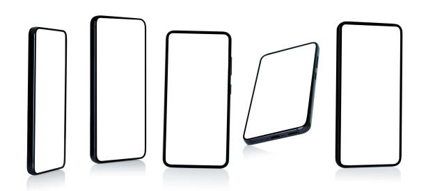 istock Set of Smart Phones with blank screen, in different side views, isolated on white background 1659755689