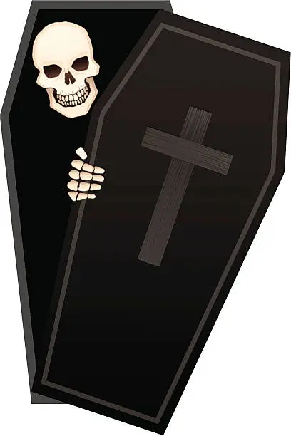Vector illustration of Skeleton in Coffin