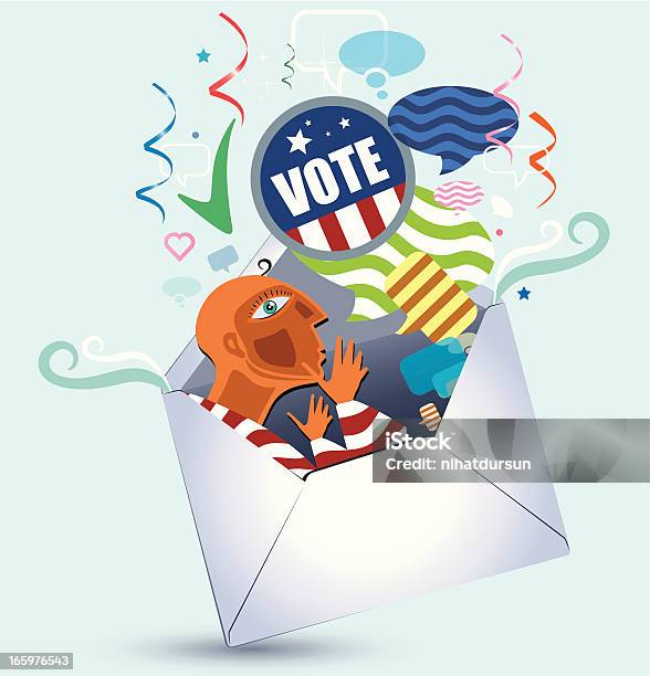 Mail I Wybory - Stockowe grafiki wektorowe i więcej obrazów Confetti - Confetti, Decyzje, Demokracja