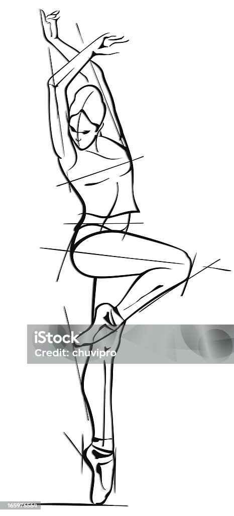 Ballerina Woman performs element of dance. Sketch stock vector