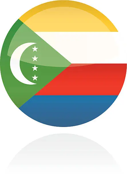 Vector illustration of Comoros, Africa Flag Button