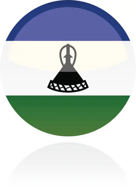 Vector illustration of Lesotho, Africa Flag Button