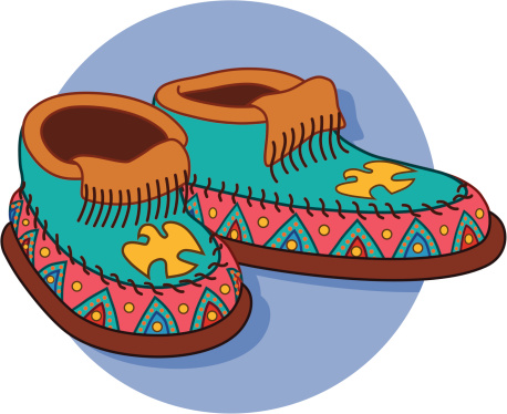 Vector illustration of a pair of native American moccasins.