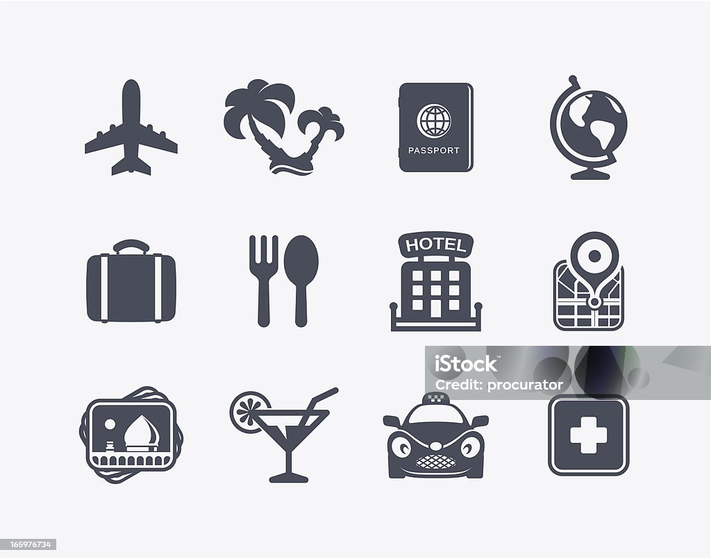 Travel icons Vector set of 12 travel icons. Hotel stock vector