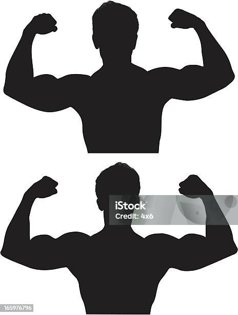 Vetores de Várias Imagens De Um Homem Musculoso Flexionando Os Músculos e mais imagens de Da cintura para cima