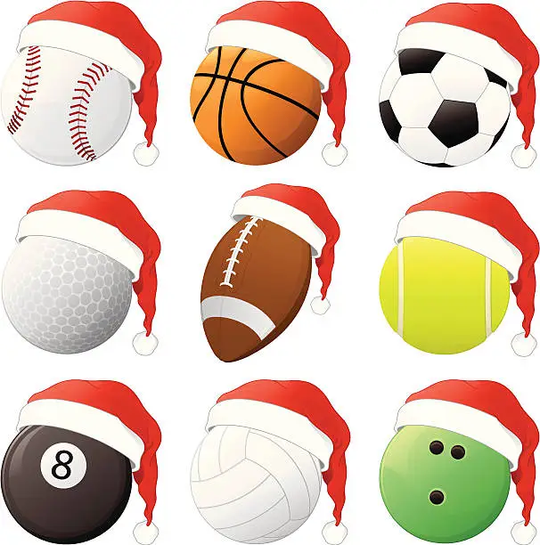 Vector illustration of Christmas Sports Balls