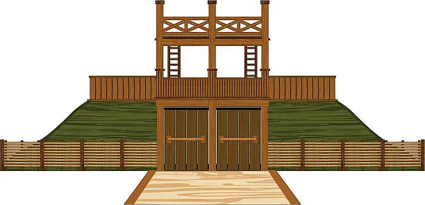 Vector illustration of Roman Wooden Fort